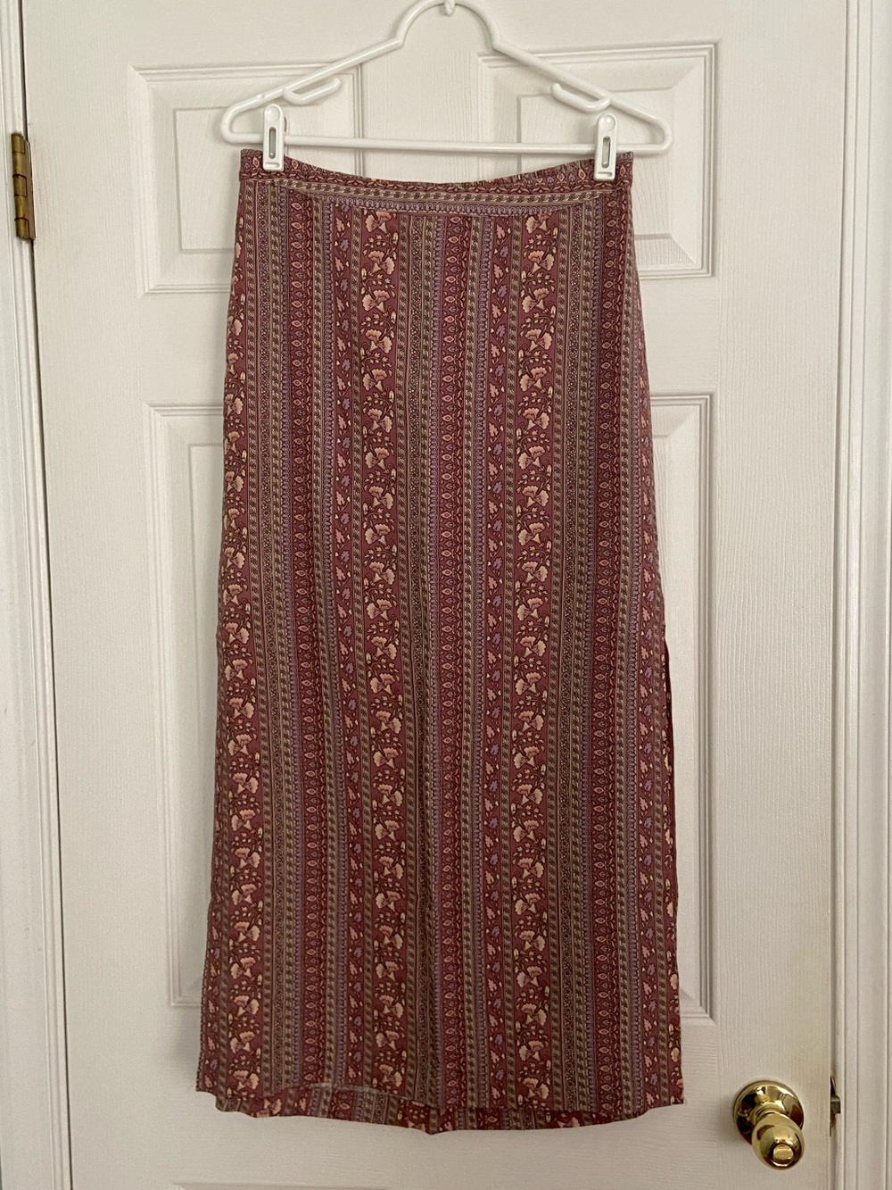 American Eagle Outfitters Striped Floral Maxi Skirt - Dusty Rose & Cream